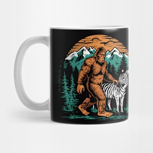 Funny bigfoot and Zebra in the mountains Mug